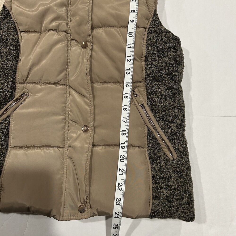 Ci Sono Cropped Puffer Vest Women's L Taupe Full Zip Casual Zip Pockets Gold Zip - Picture 6 of 6